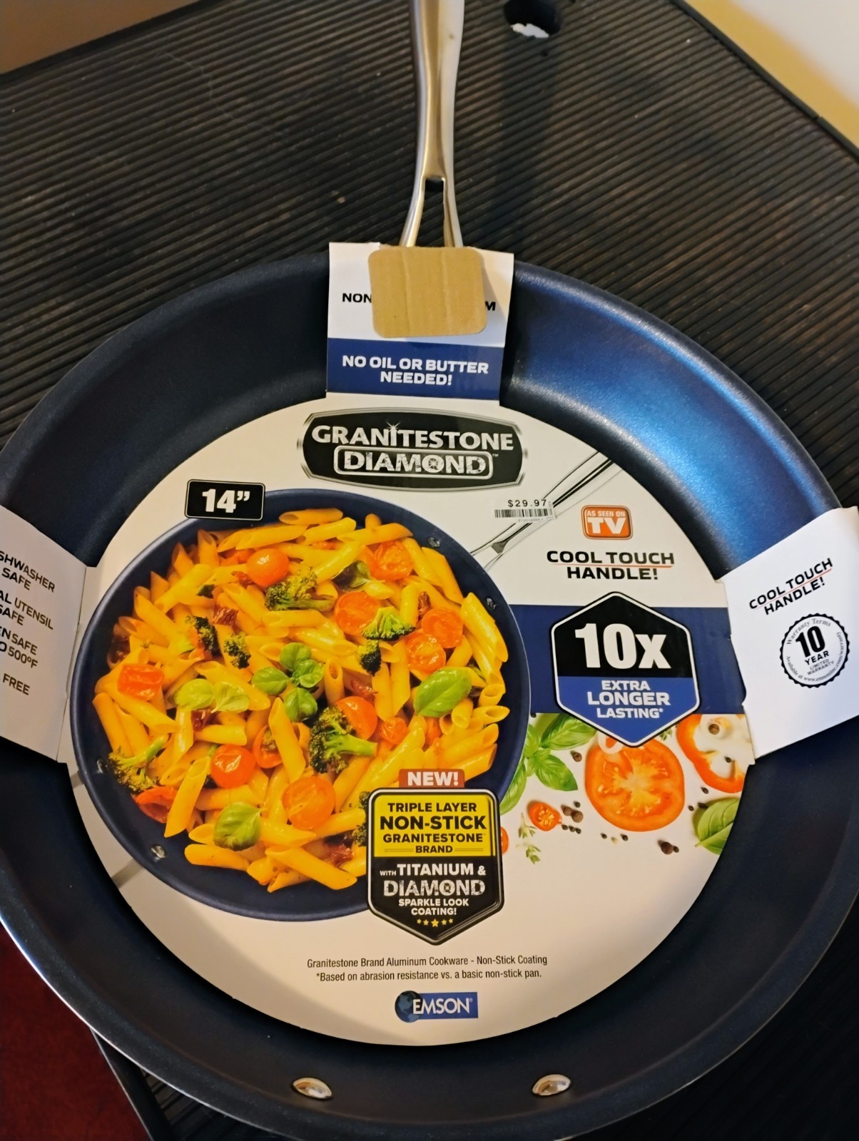 14 Inch Granite Stone Frying Pan Blue