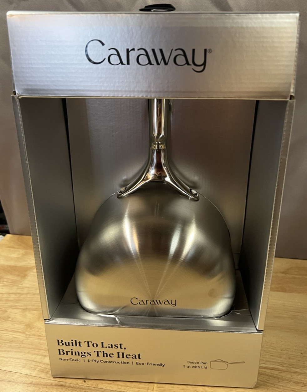 Caraway Stainless Steel Sauce Pan (3 Qt) – 5-Ply Stainless Steel,Non Toxic