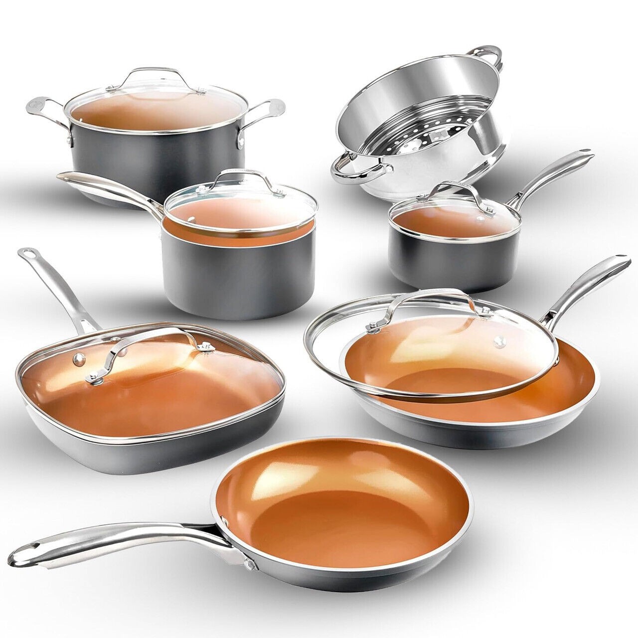 Gotham Steel 12 Pc Ceramic Cookware Set Nonstick, Ceramic Pots and Pans Set Non