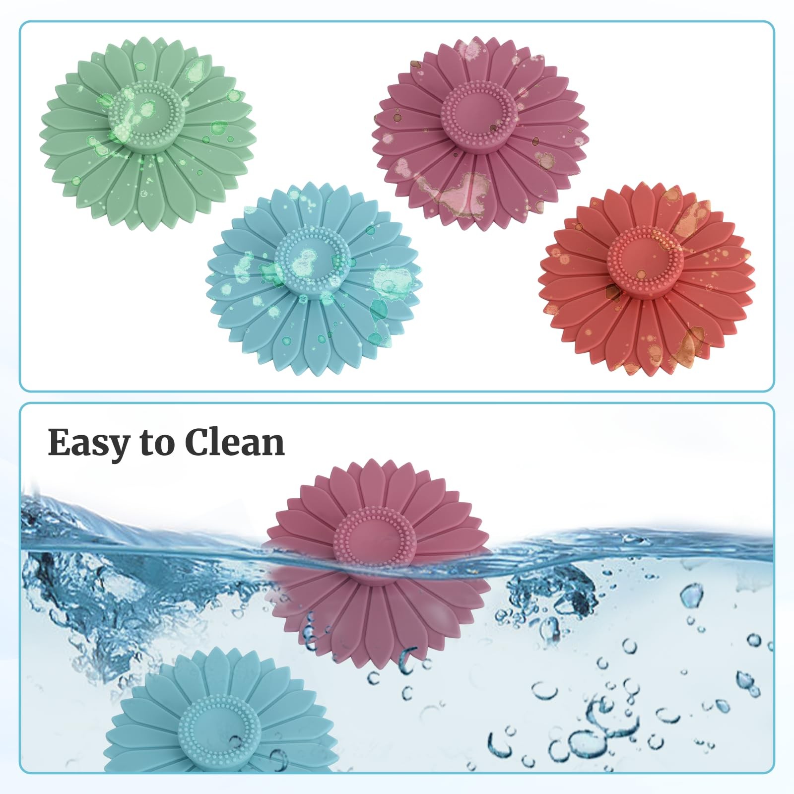 4 Pcs Sunflower Silicone Stretch Lids Multicolored for Mugs, Cups, Bowls, Gla…