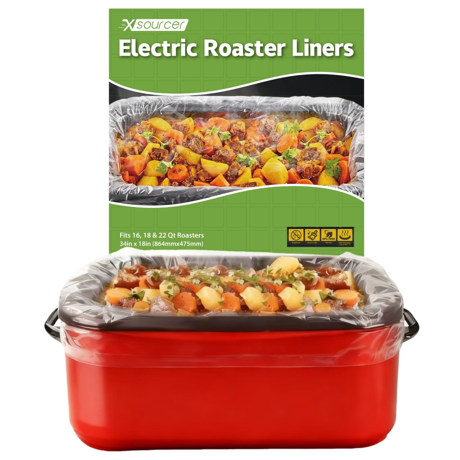 Roaster Liners, 6 Pcs Disposable Roaster Liners, 34 x 18 Inch Food Liners Fit…