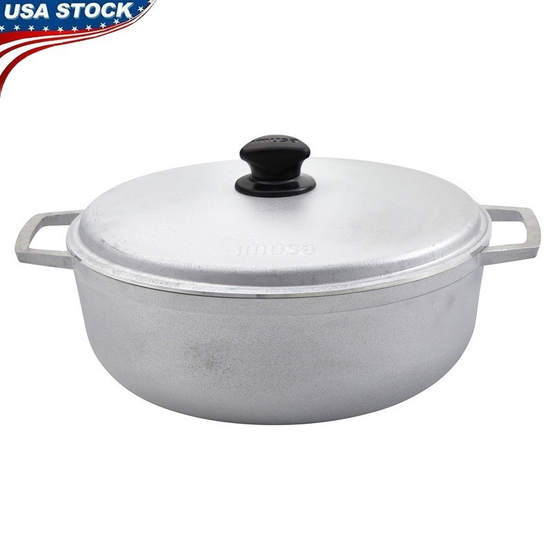 7.5Qt Durable Cast Aluminum Caldero W/ Lid Steam Vent Versatile Cooking 30cm
