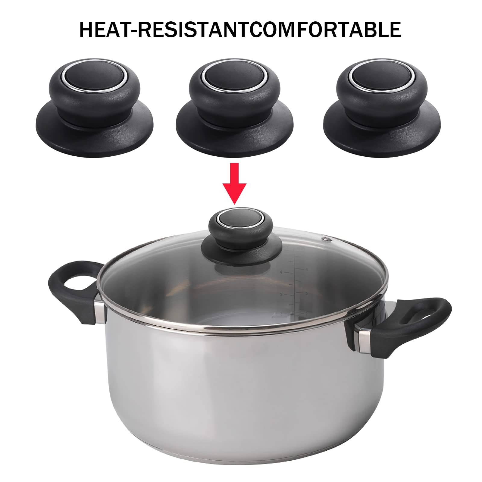 4 PCS Universal Pot Lid Knob Top Replacement Heat Resistant Handle Tool