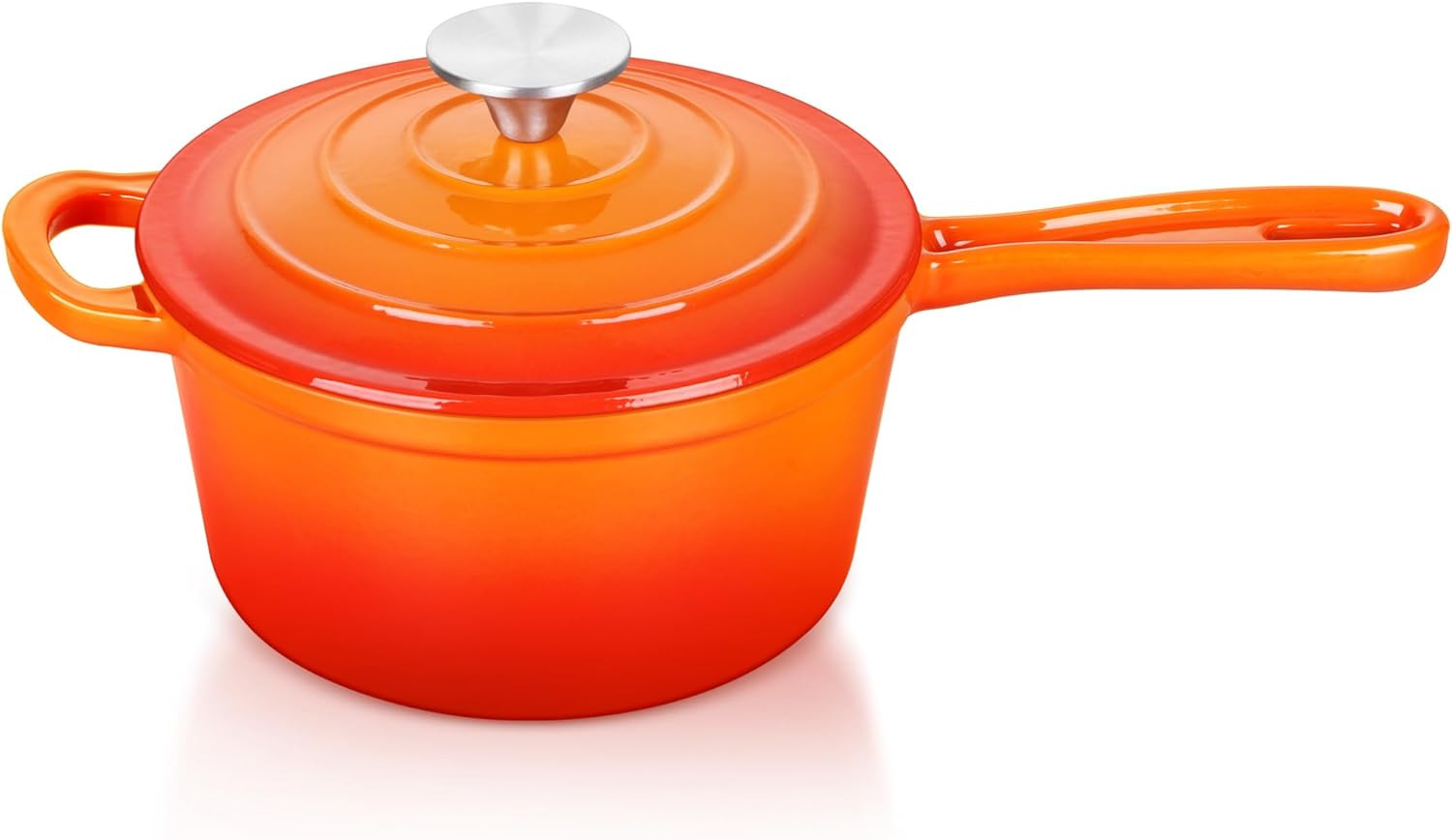 Teamfar Enameled Cast Iron Sauce Pan, 1QT Small Sauce Pot with Lid, Mini Dutch O