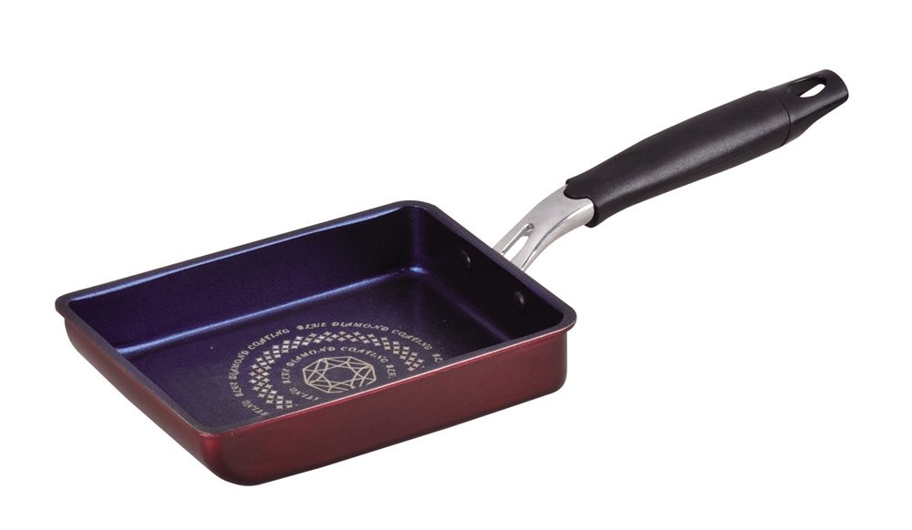 pearl metal tamagoyaki frying pan 13×18cm IH compatible blue diamond coat black