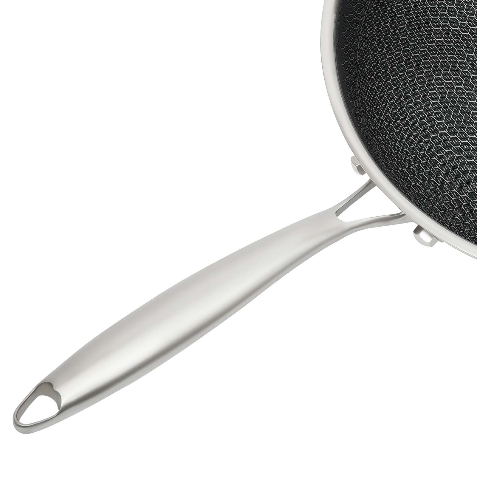 304 Stainless Steel Honeycomb Non-Stick Wok 34cm Double-Sided With Glass Lid