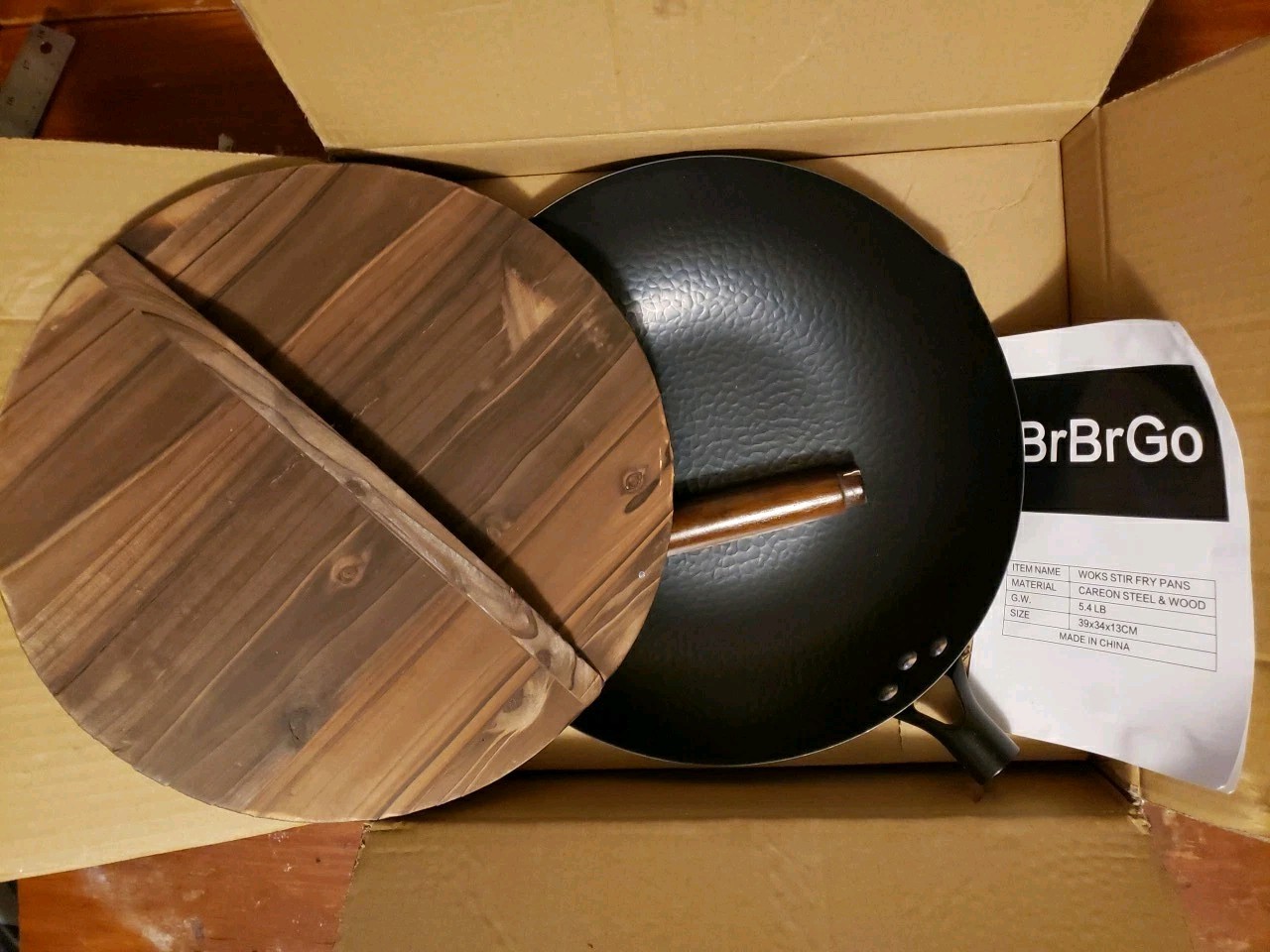 BrBrGo Carbon Steel Wok Pan, 5 Piece Authentic Chinese Wok & Stir-Fry Pans Se…