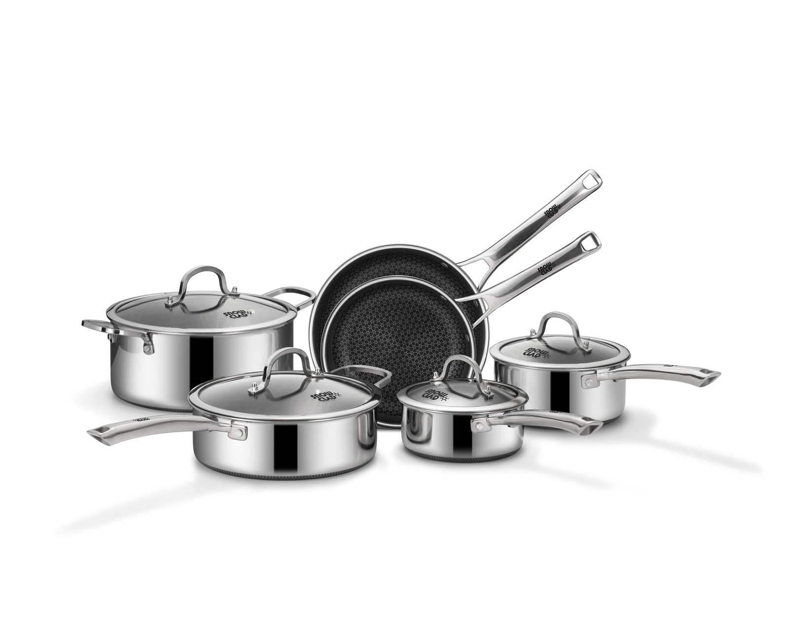 SNOWCLAD Pots and Pans Set Non Stick, 10 Pcs Hybrid Stainless Steel Cookware …