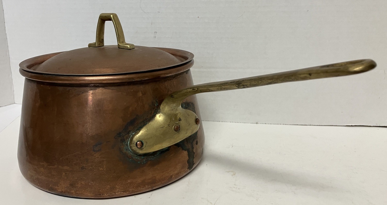 Vtg Professional Douro Portugal Copper Saucepan & Lid 4 Qt Cookware