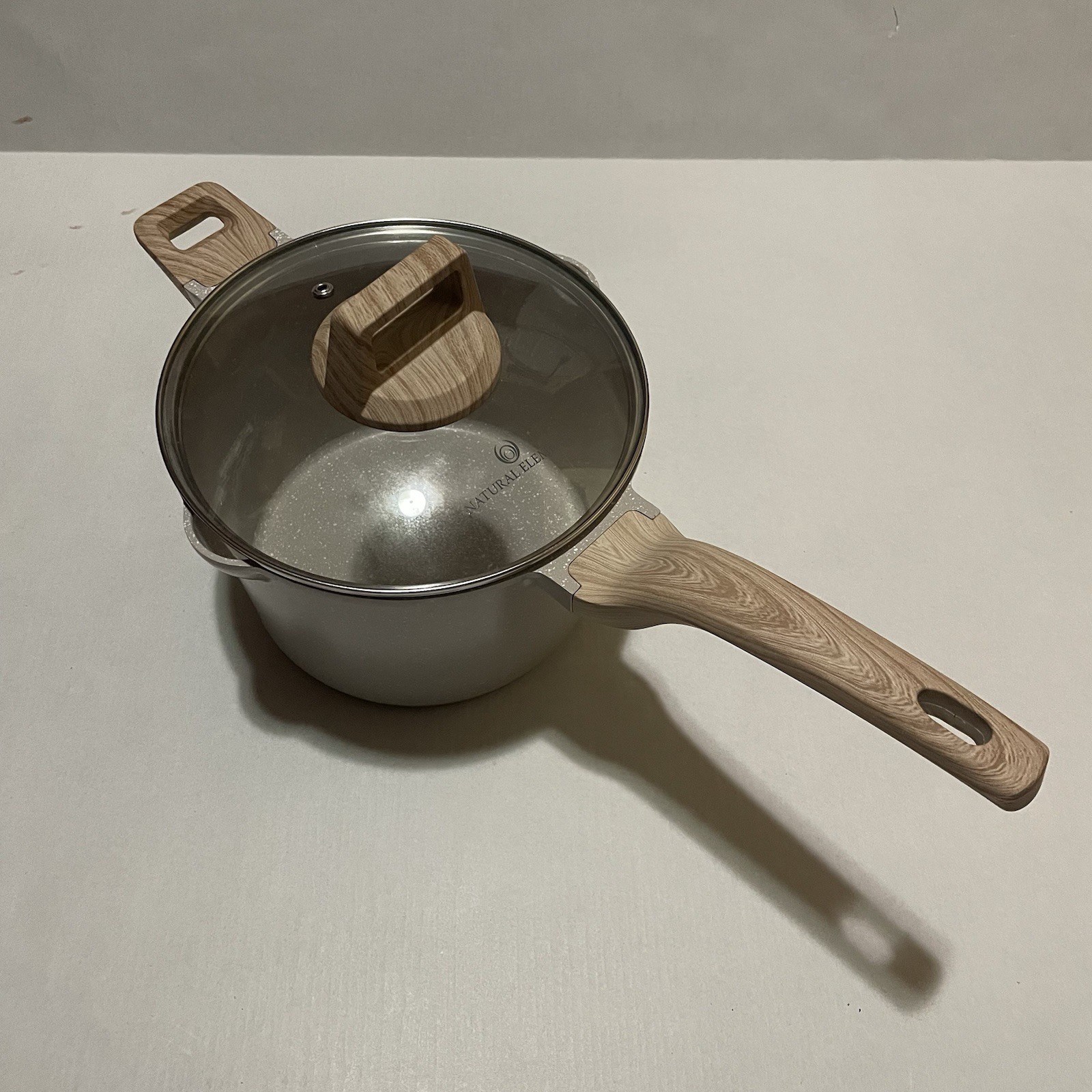 Premium Saucepan Casserole Nonstick 8 Inch With Lid Natural Elements Woodstone