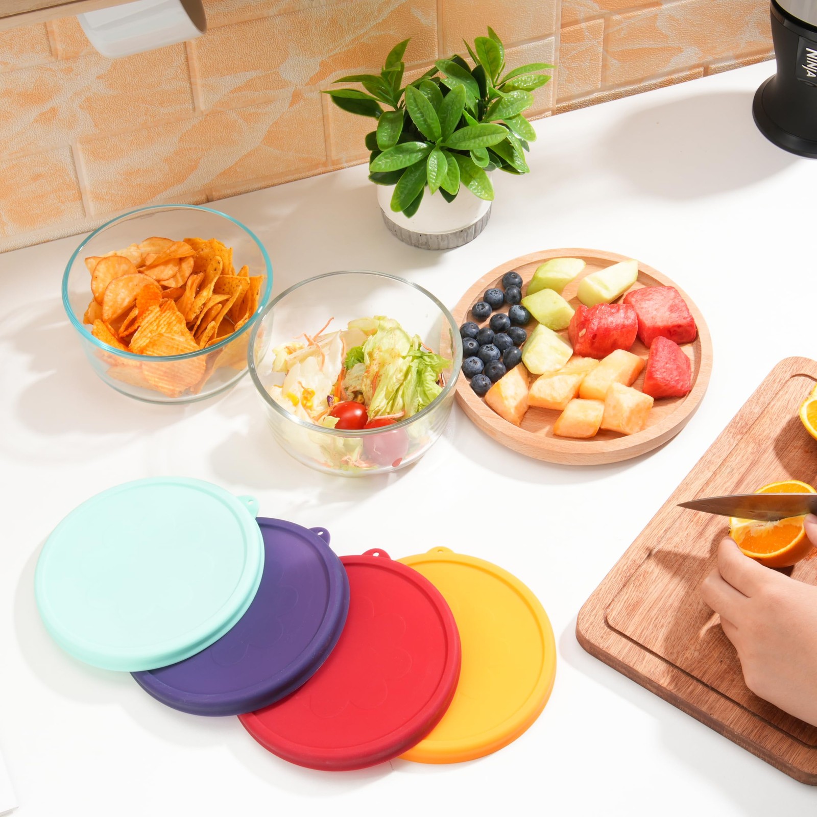 4 Cup Silicone Storage Cover Lids | Leak-Proof for Anchor Hocking & Pyrex 4 Pack
