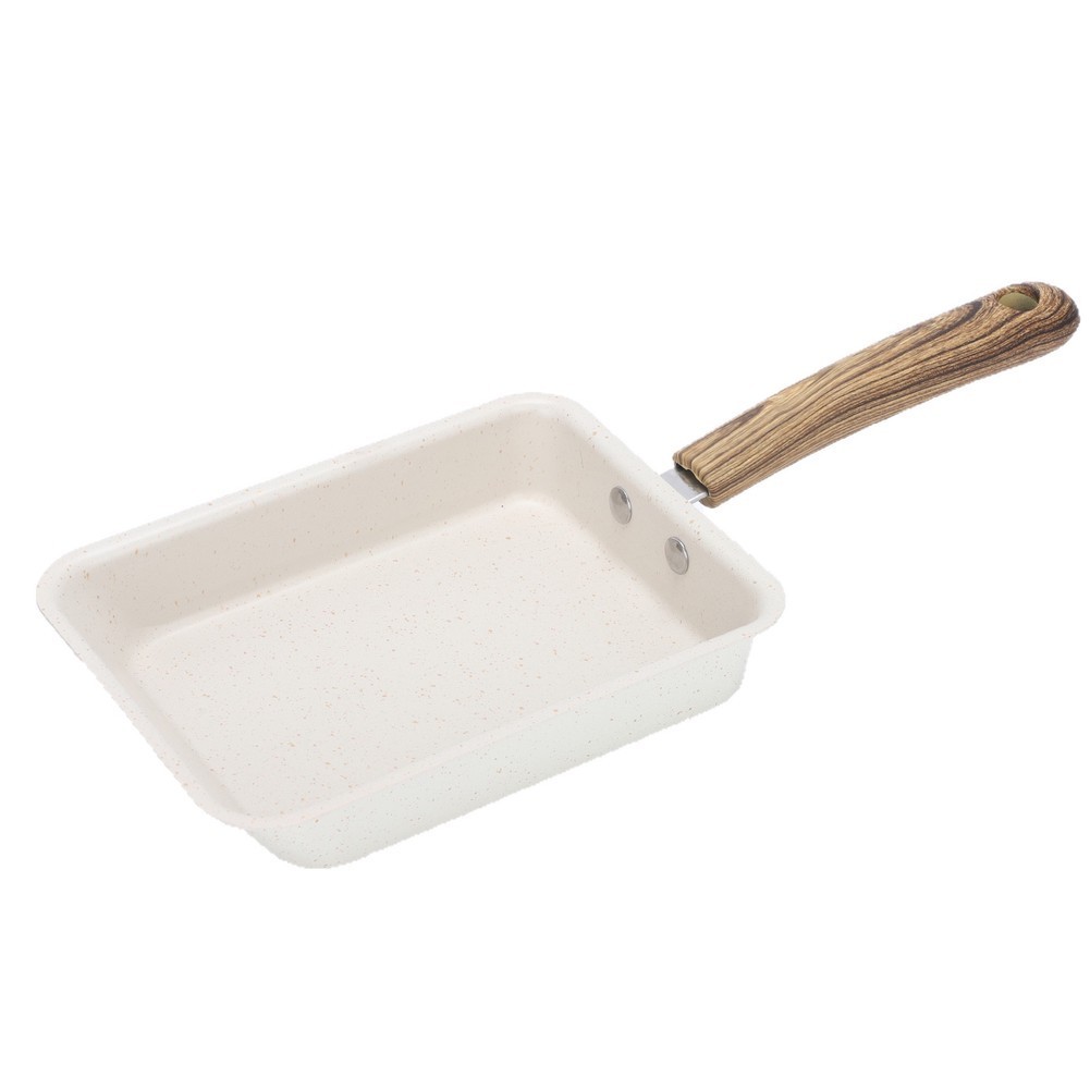 Carbon Steel Square Frying Pan 34.5 x 15 x 3.5 cm Beige for Pancakes Eggs