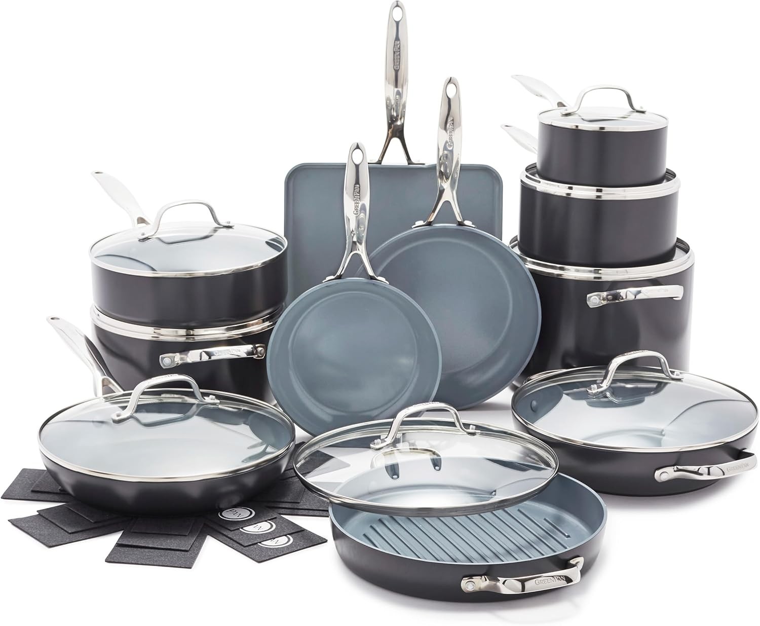 GreenPan Valencia Pro Ceramic Nonstick 22 Piece Cookware Set, Hard Anodized PFAS