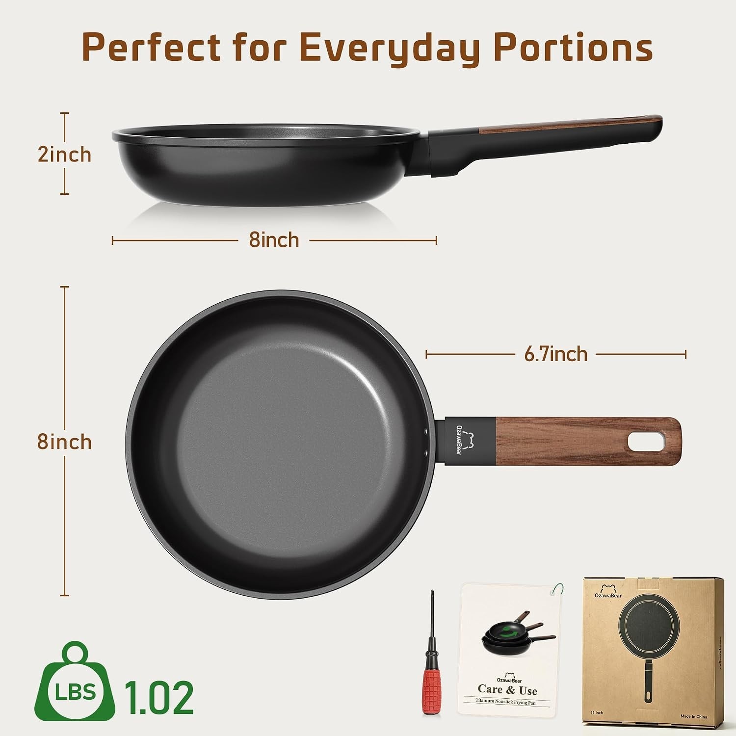 Non Stick Frying Pan Skillet, Titanium Coating Fry Pan Egg Pan Omelet Pan Non…