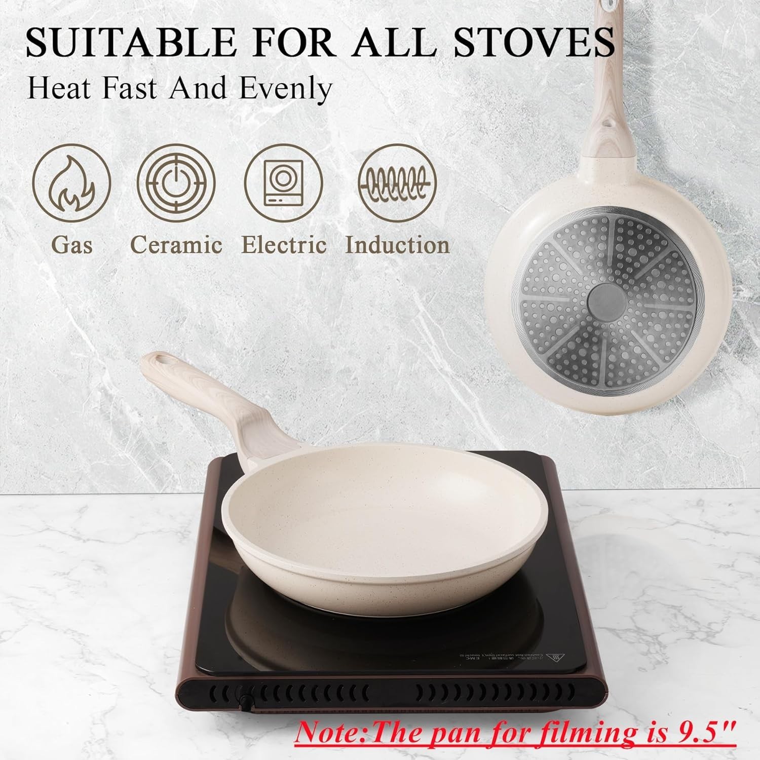 8-Inch White Induction Nonstick Skillet – Perfect for Healthy Cooking Adventures