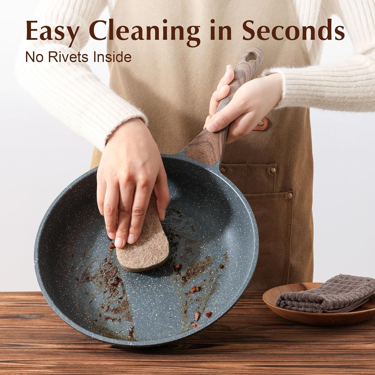 Healthy 11″ Nonstick Frying Pan with Lid – Swiss ILAG Coating, Easy to Clean