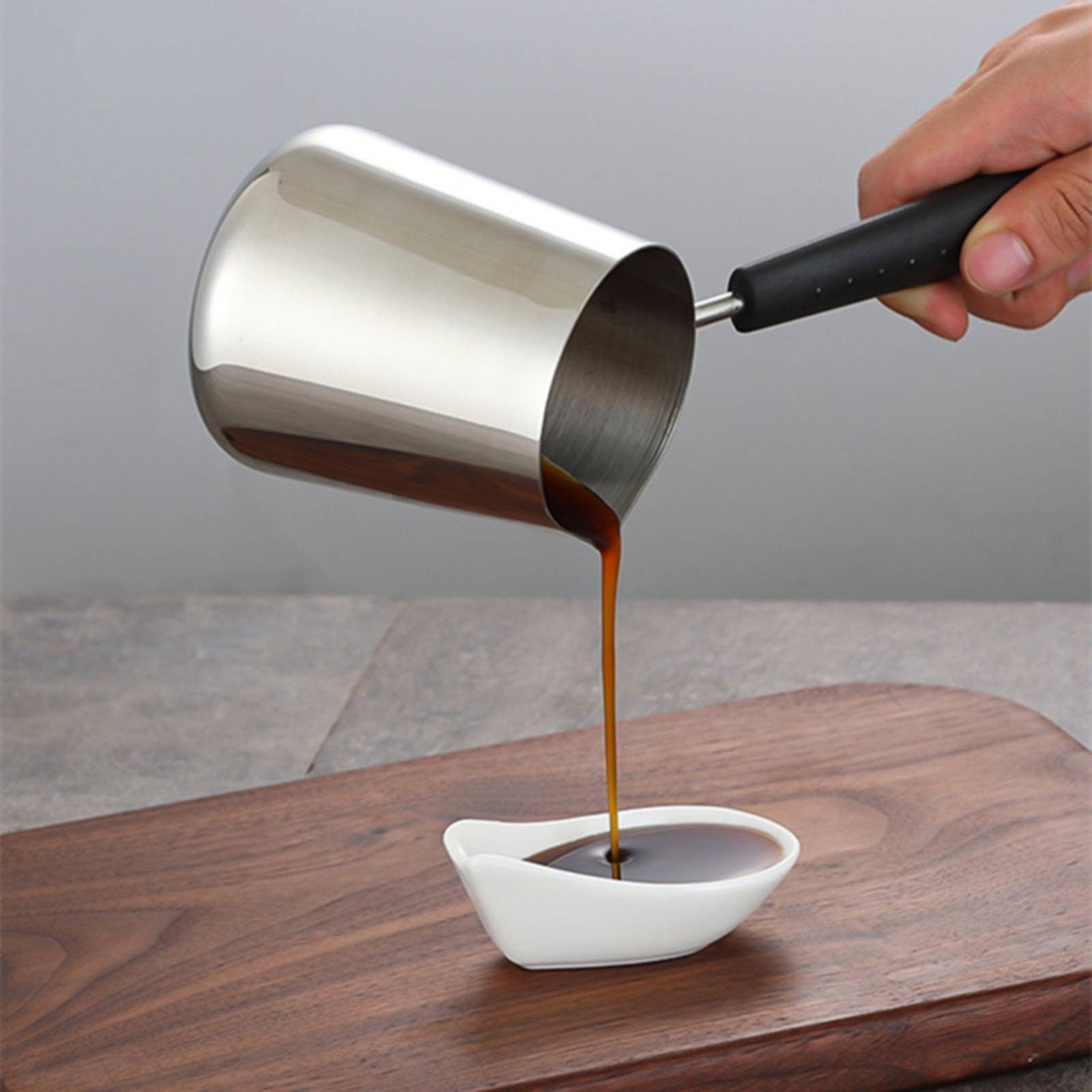 Pouring Saucepan Long Handle Butter Melting Pot Rounded Shape