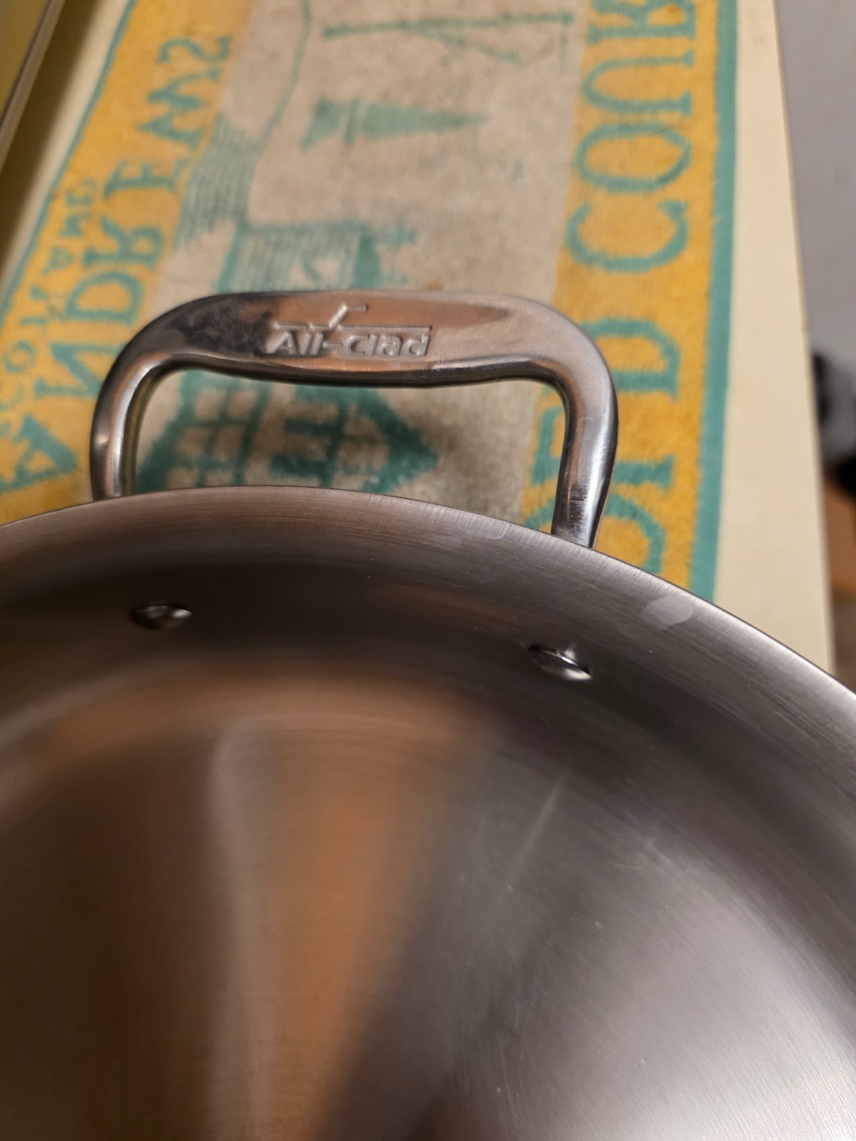 All-Clad 3Qt D3 Stainless Steel Deep Saute Pan With Helper Handle NO LID