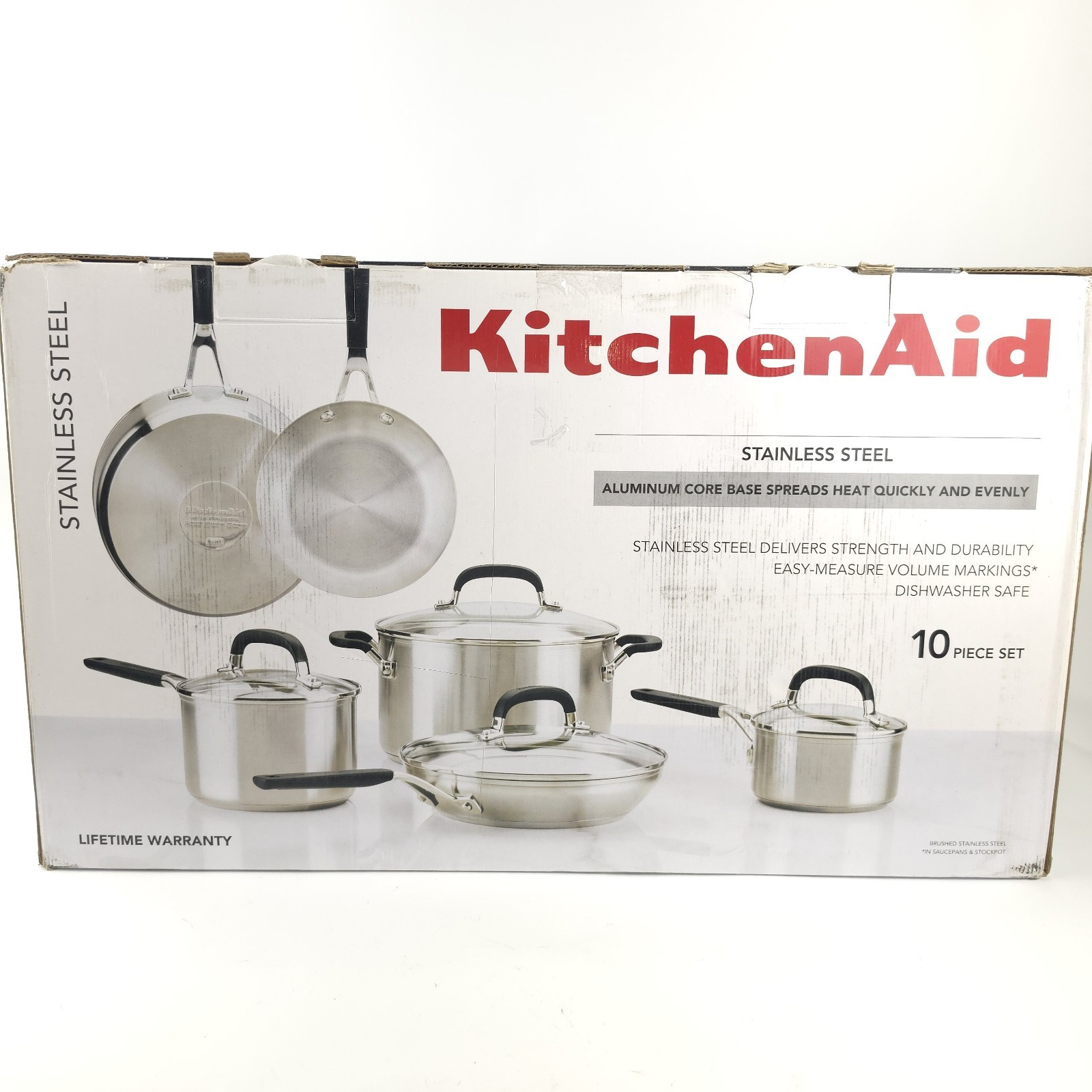 KitchenAid Stainless Steel, 10-Piece, Stainless Steel Cookware Set 7-8-C71017-T
