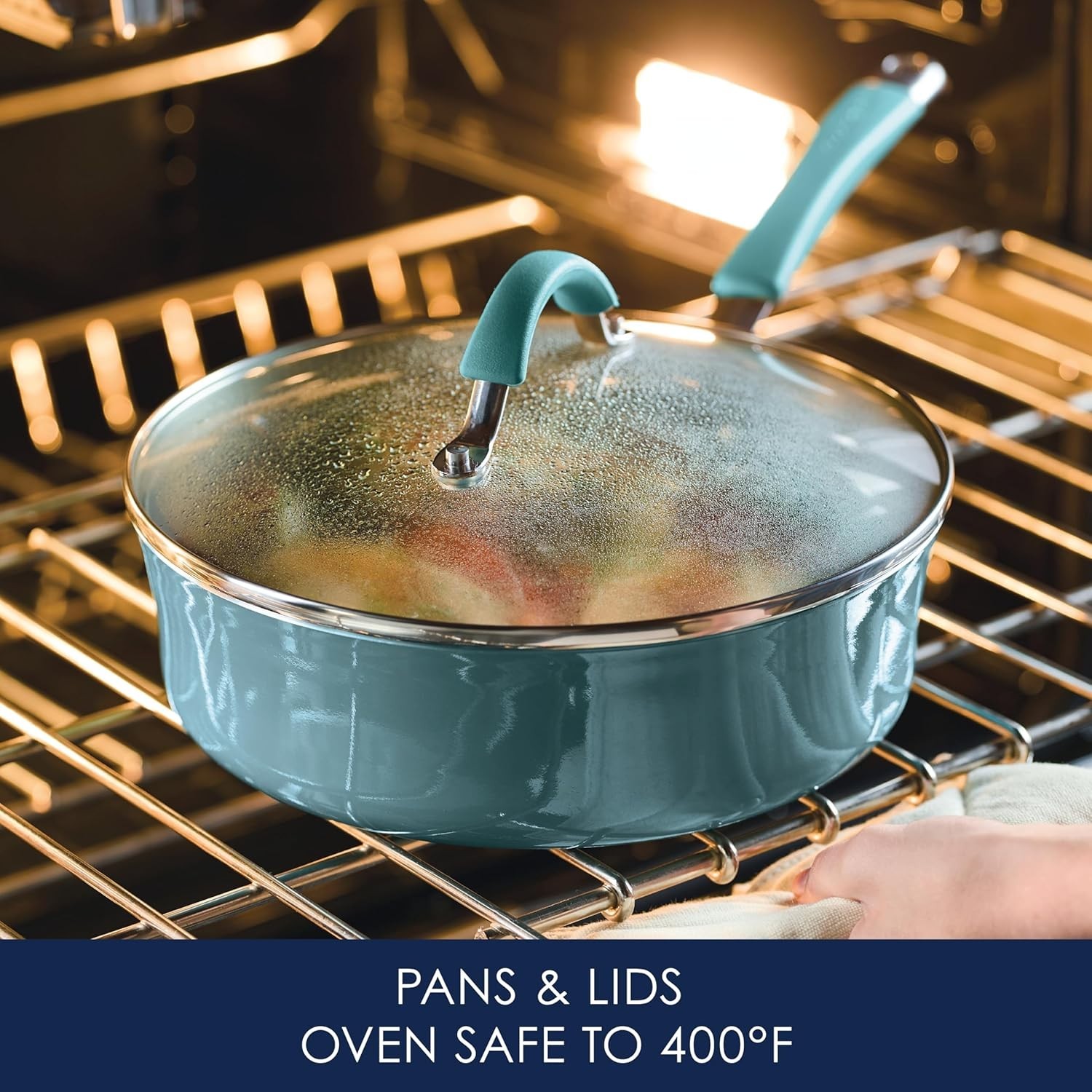 Rachel Ray’s Kitchen Cucina Nonstick Cookware Pots/Pans 12 Piece Set Agave Blue.