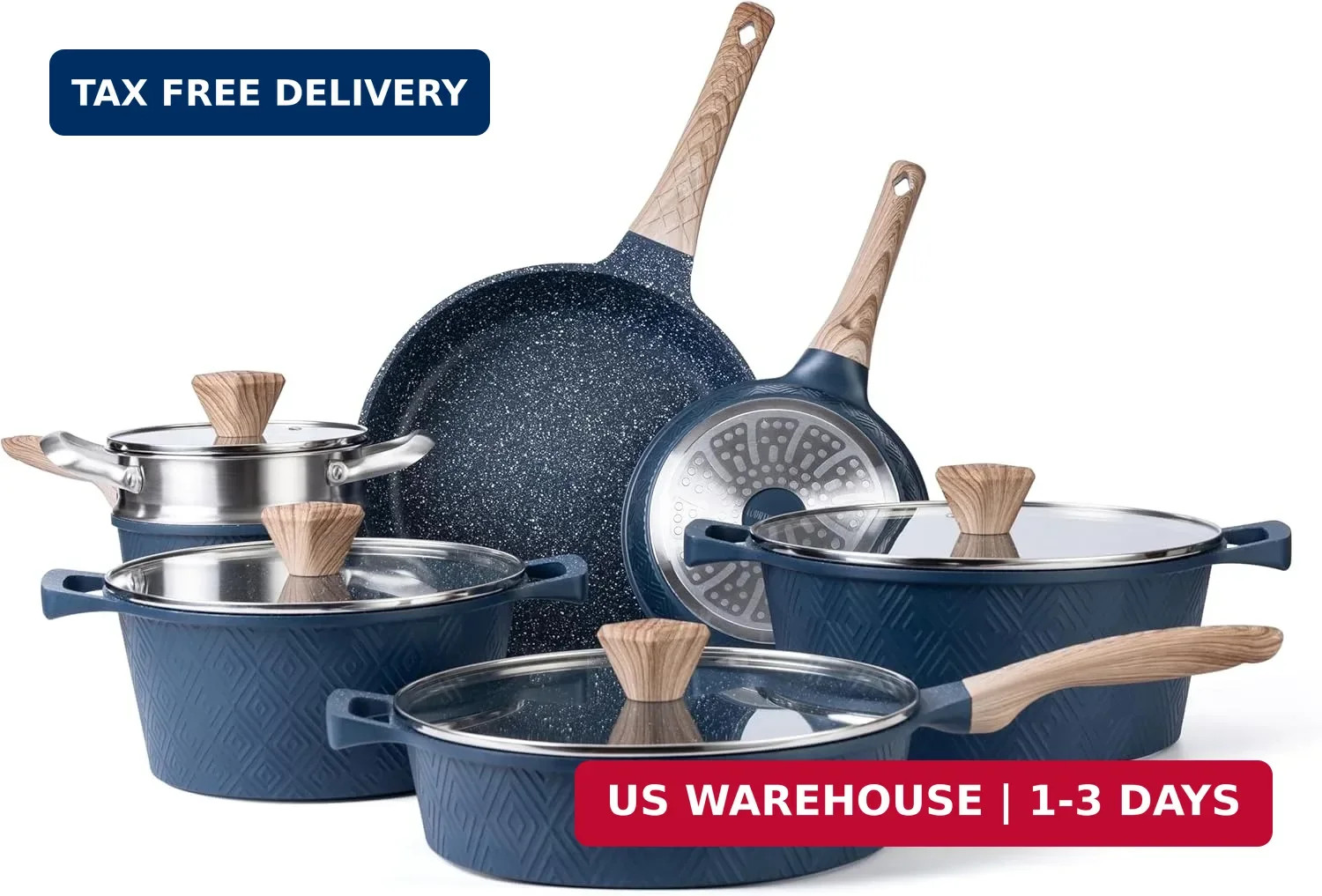 Country Kitchen Non-Stick Cast Aluminum Cookware Set – Durable Kitchen Cookware
