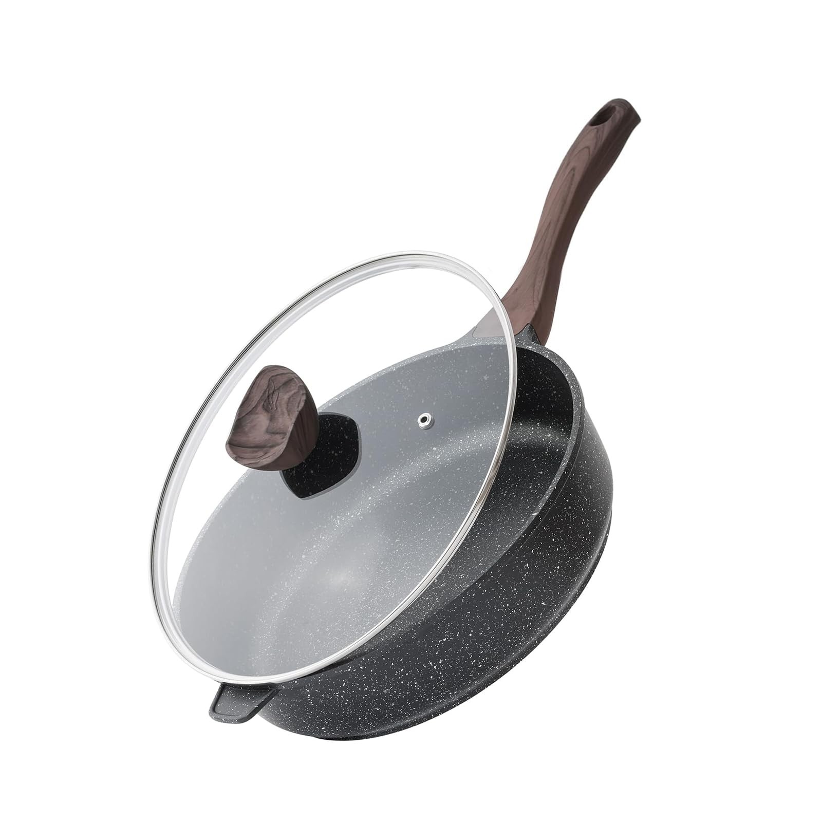 Nonstick Deep Frying Pan with Lid, 10 Inch Non Stick Skillet, Saute Pan for Cook