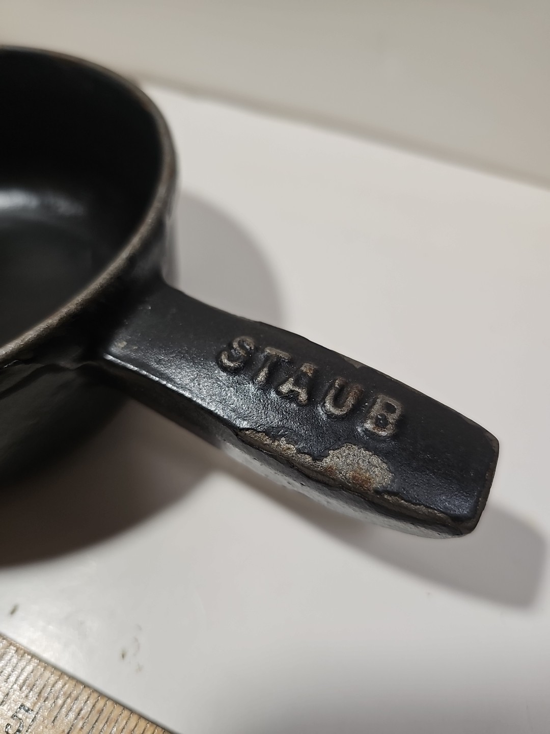 Staub Cast Iron Mini Cheese Fondue Pot-Matte Black 4.5” Diameter – Used