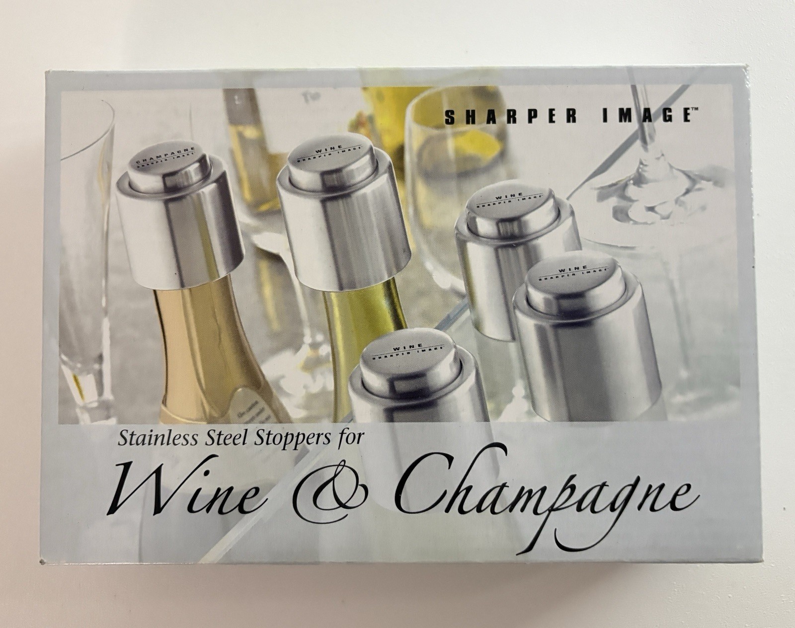 Sharper Image HM001 Vacuum Wine & Champagne Stopper Set 5pc Open Box