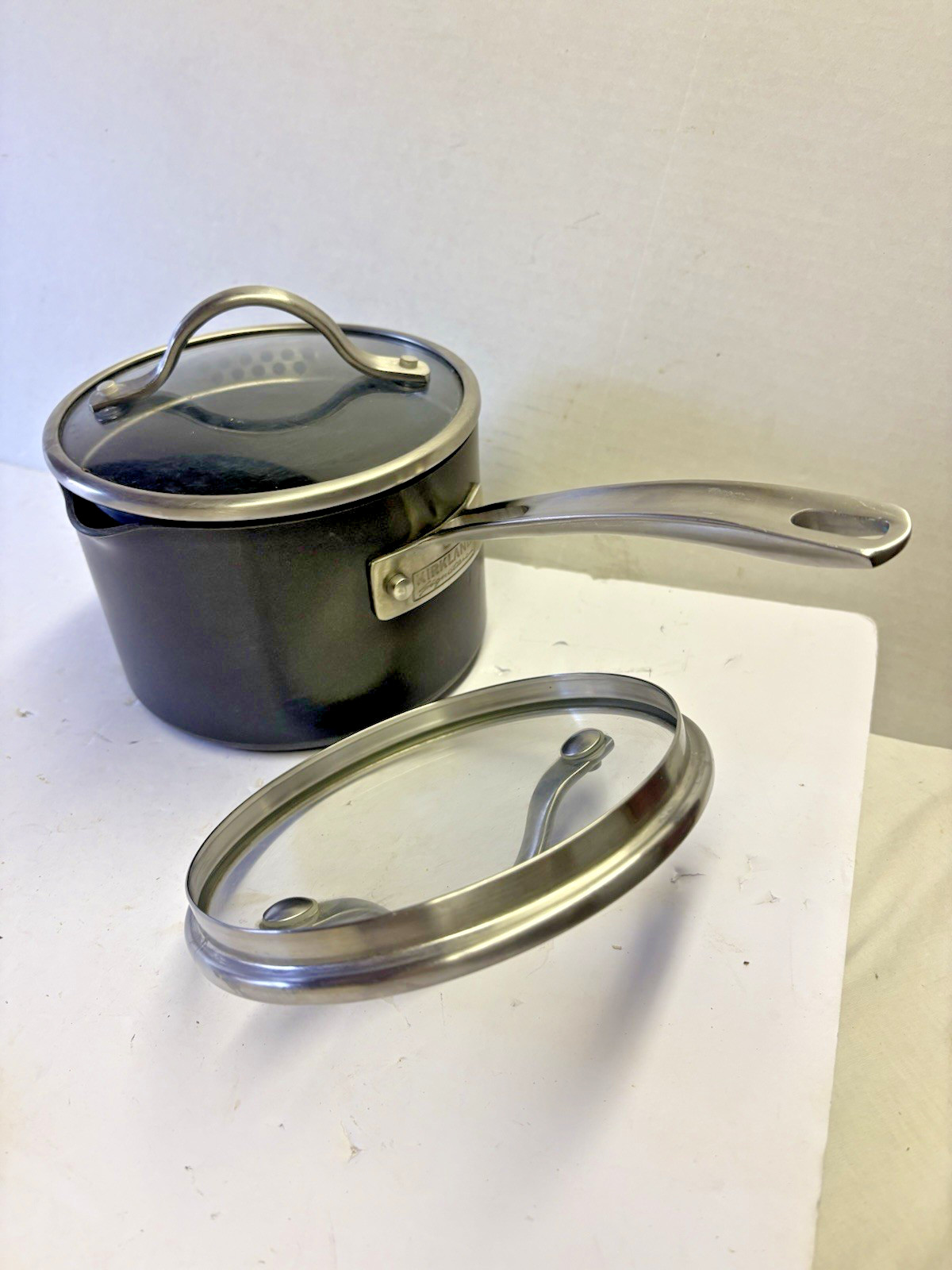 Kirkland Signature 2 Qt. Nonstick Saucepan With 2-Glass Lid Stainless Handles #2