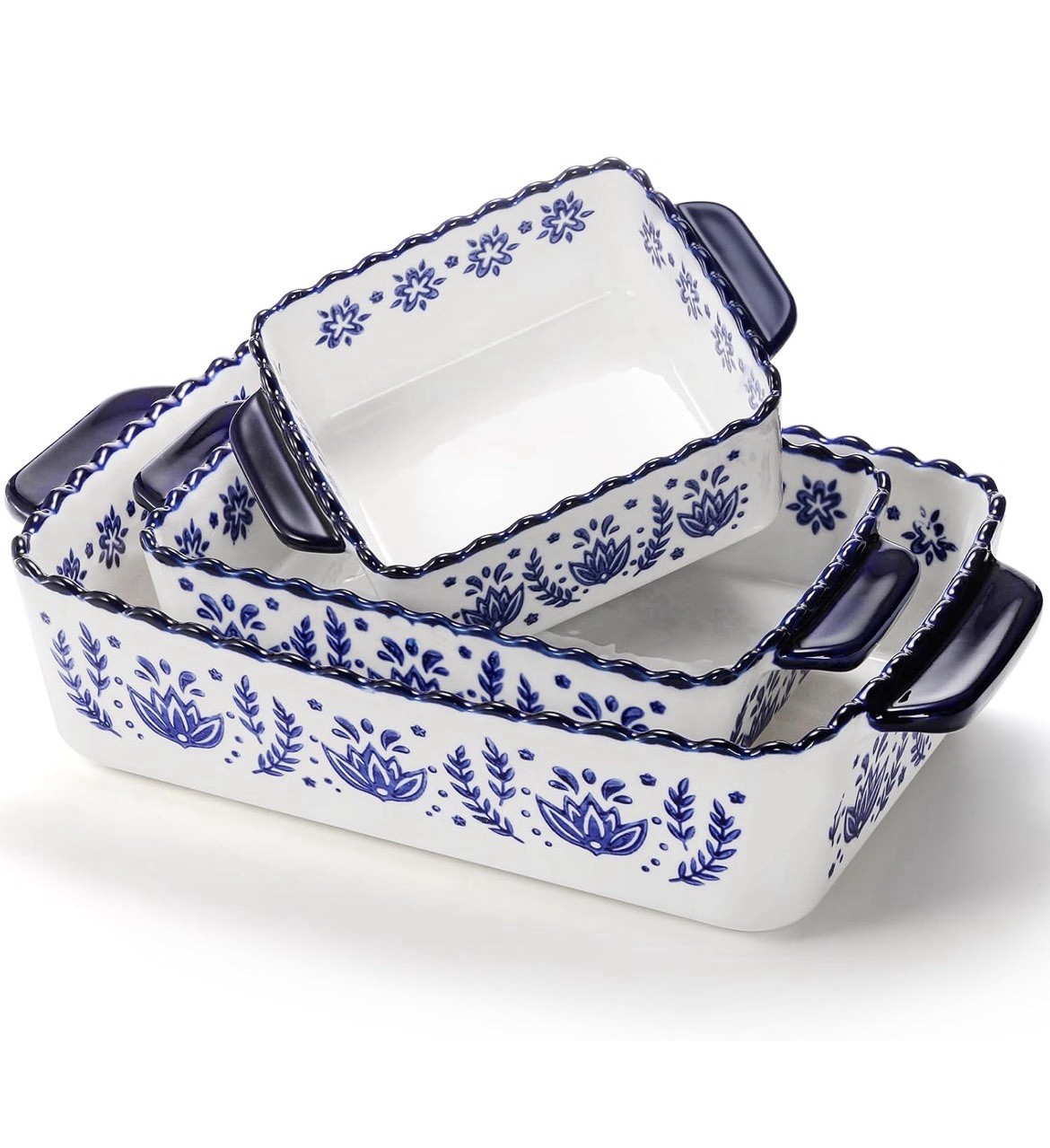 3Pc Porcelain Bakeware Set Rectangular Baking Dishes Lasagna Casserole Pan