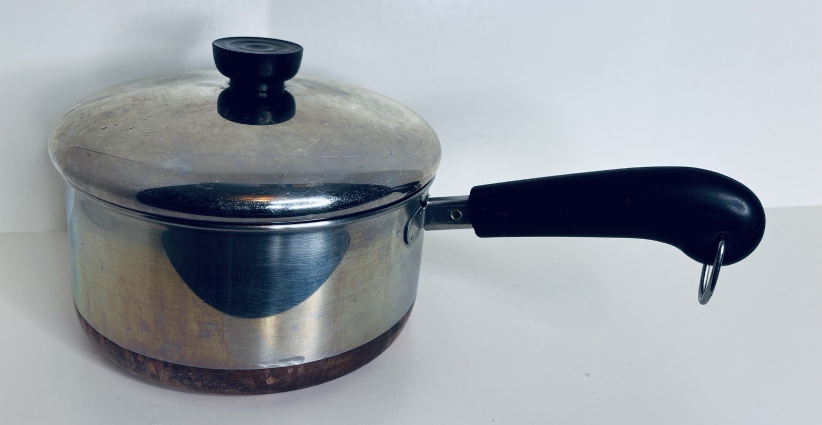Revere Ware 1801 Copper Bottom Stainless 2 Qt Sauce Pan Lid Clinton 98h VTG