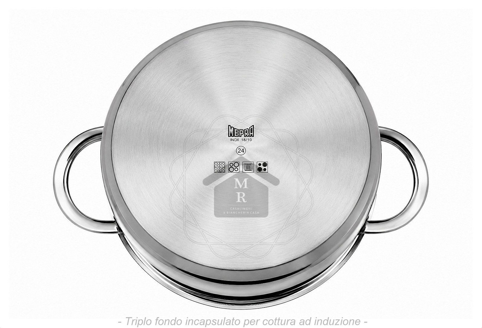 Stainless Steel Casserole Induction Bottom with Lid Pyrex Gourmet Line Mepra