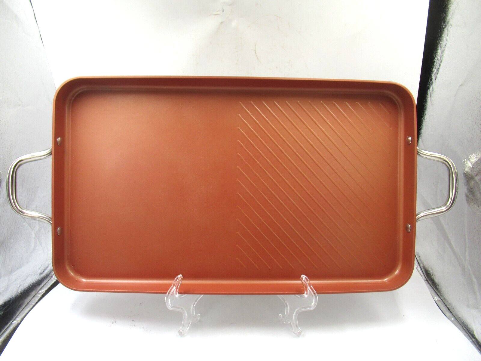 Non Stick Griddle TechnoloN Cookware w/ Instructions New! Simply Ming Metallic
