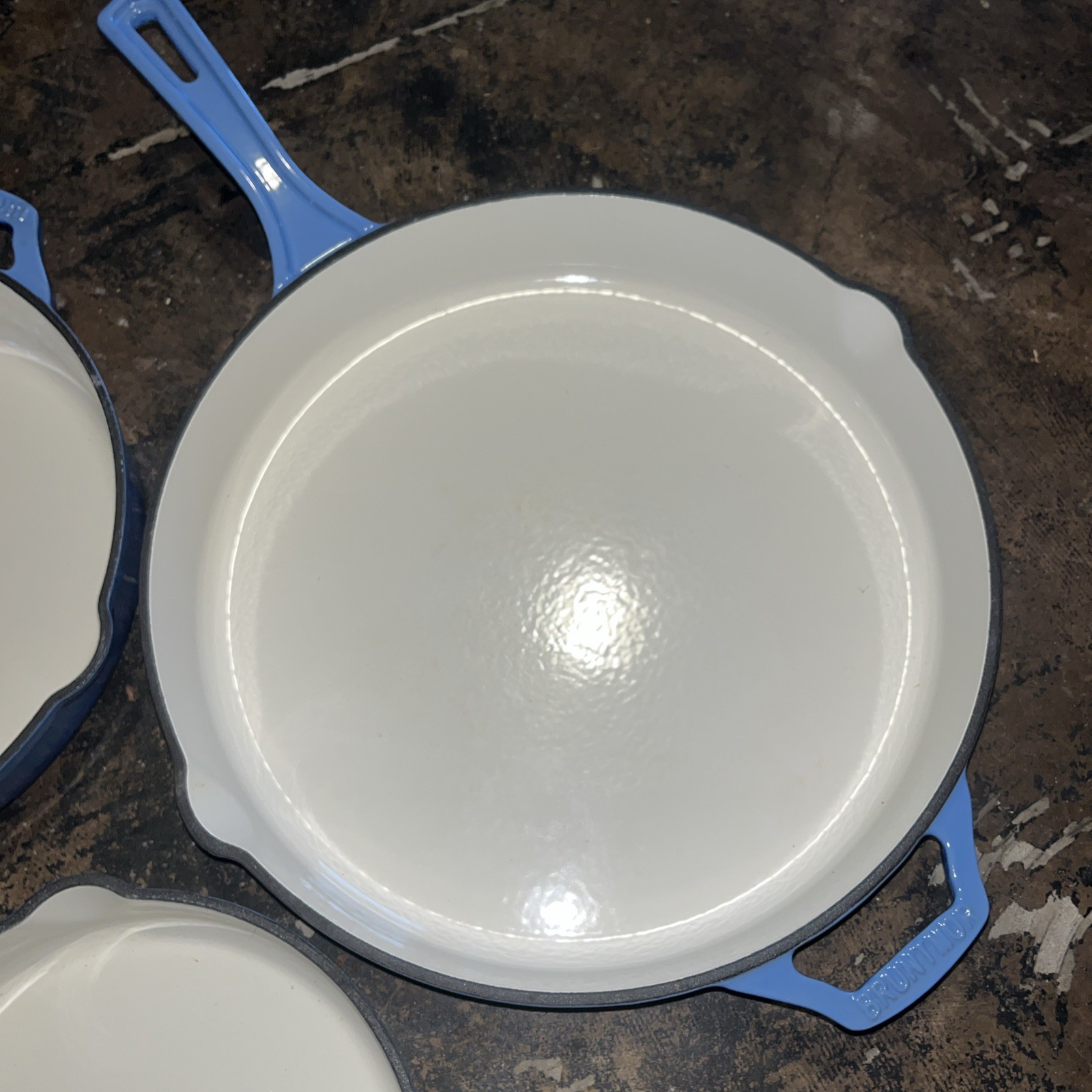 Set 3 Bruntmor Enameled Cast Iron Skillets 8, 10, 12in Blue Nonstick Pans New!