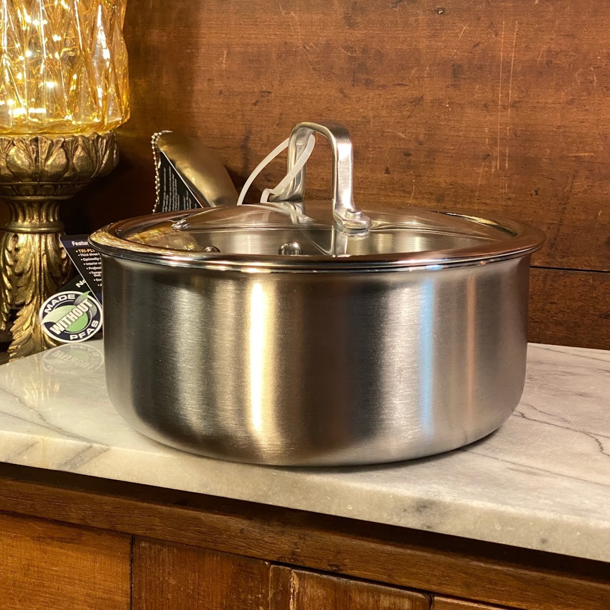 David Burke Tri Ply Series Stainless Steel 3 qt Saucepan Pot w/ Lid ~ New