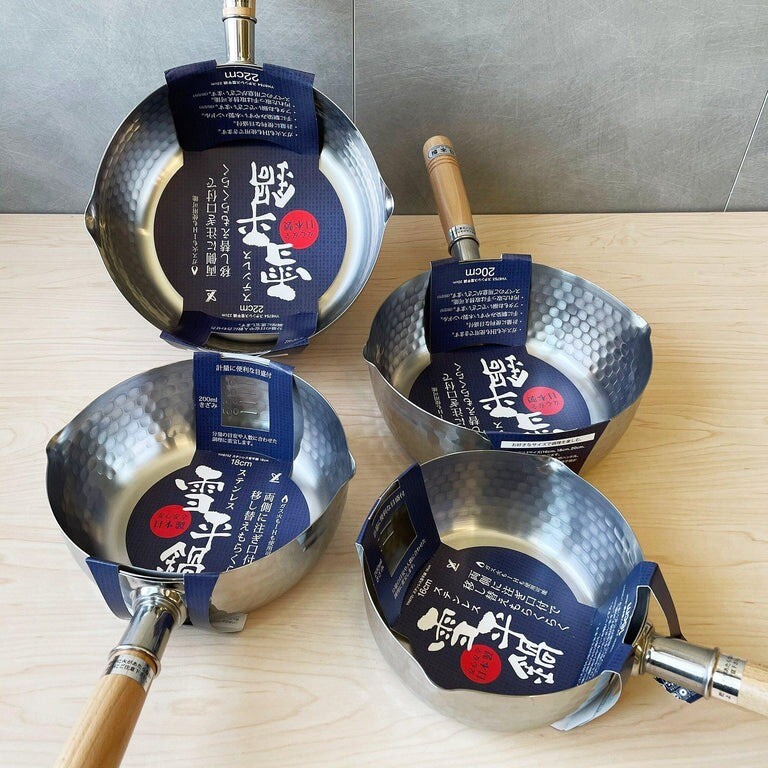 Yoshikawa Stainless Steel Snow Flat Pot One Handed Pot Mouth Scale Included