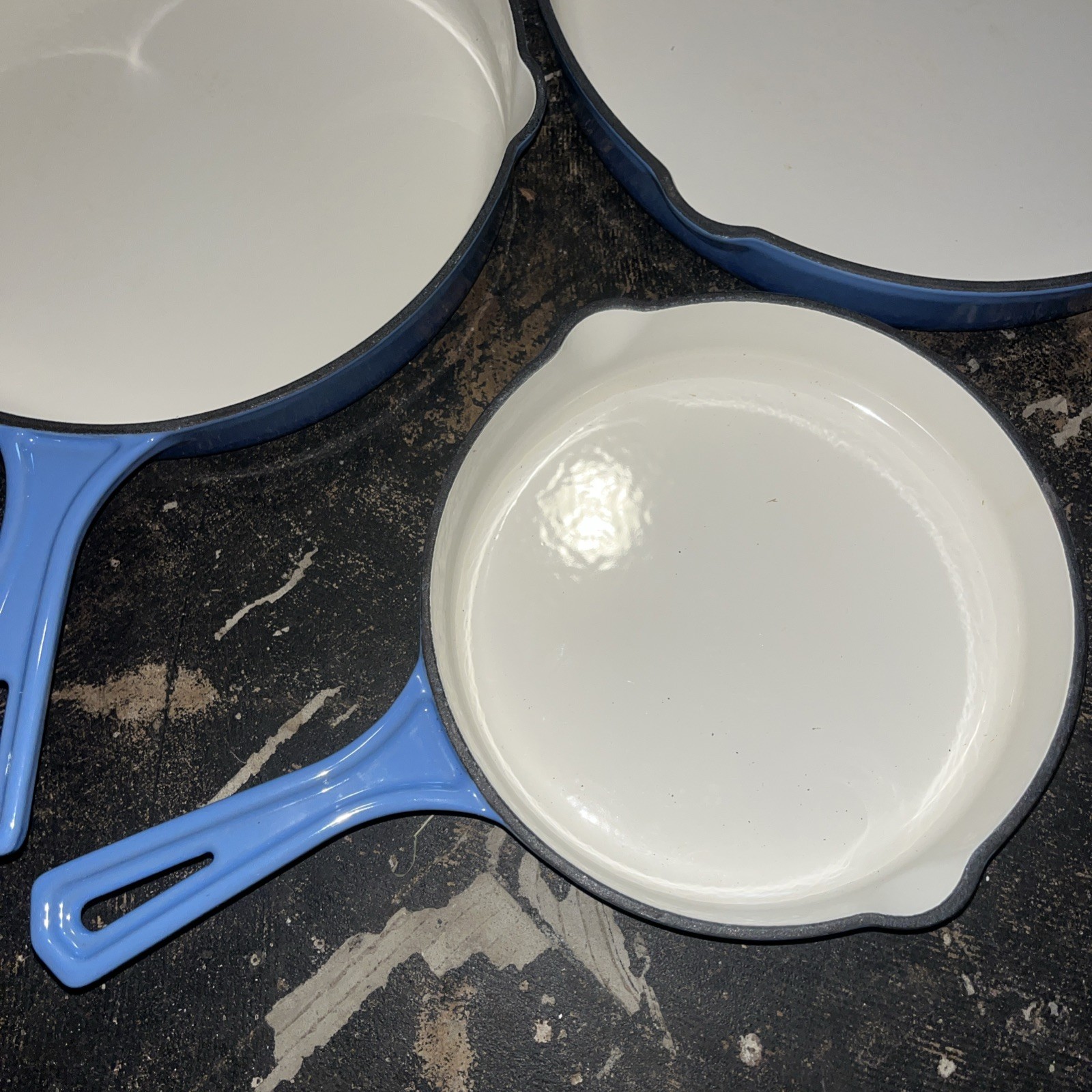 Set 3 Bruntmor Enameled Cast Iron Skillets 8, 10, 12in Blue Nonstick Pans New!