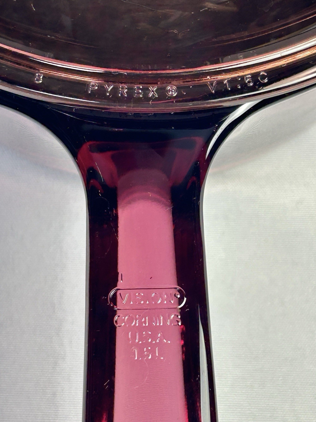 Vtg Corning Ware Vision Cranberry Glass 1L Sauce Pan Non-Stick Bottom Pyrex Lid