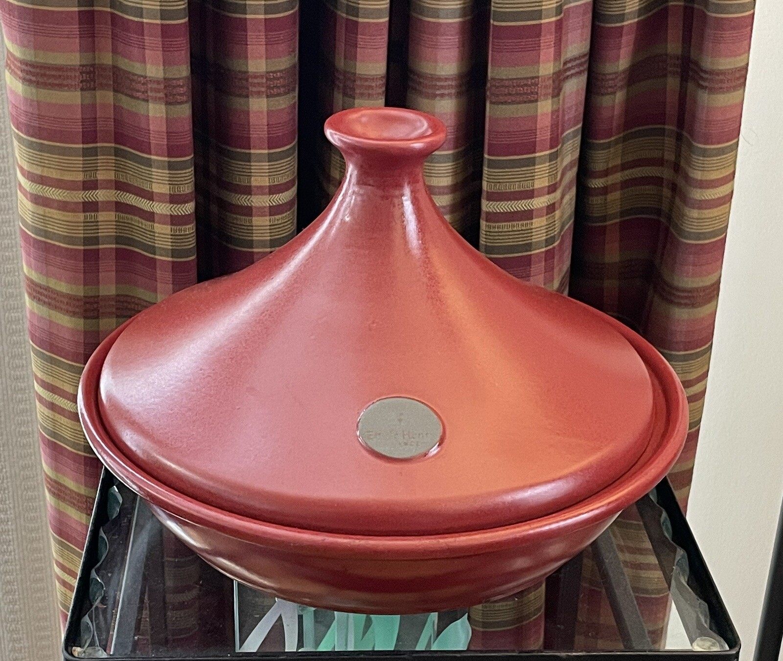 Emile Henry Flame Red Large Tagine 3.7 Quarts 12.5″ Wide France Moroccan
