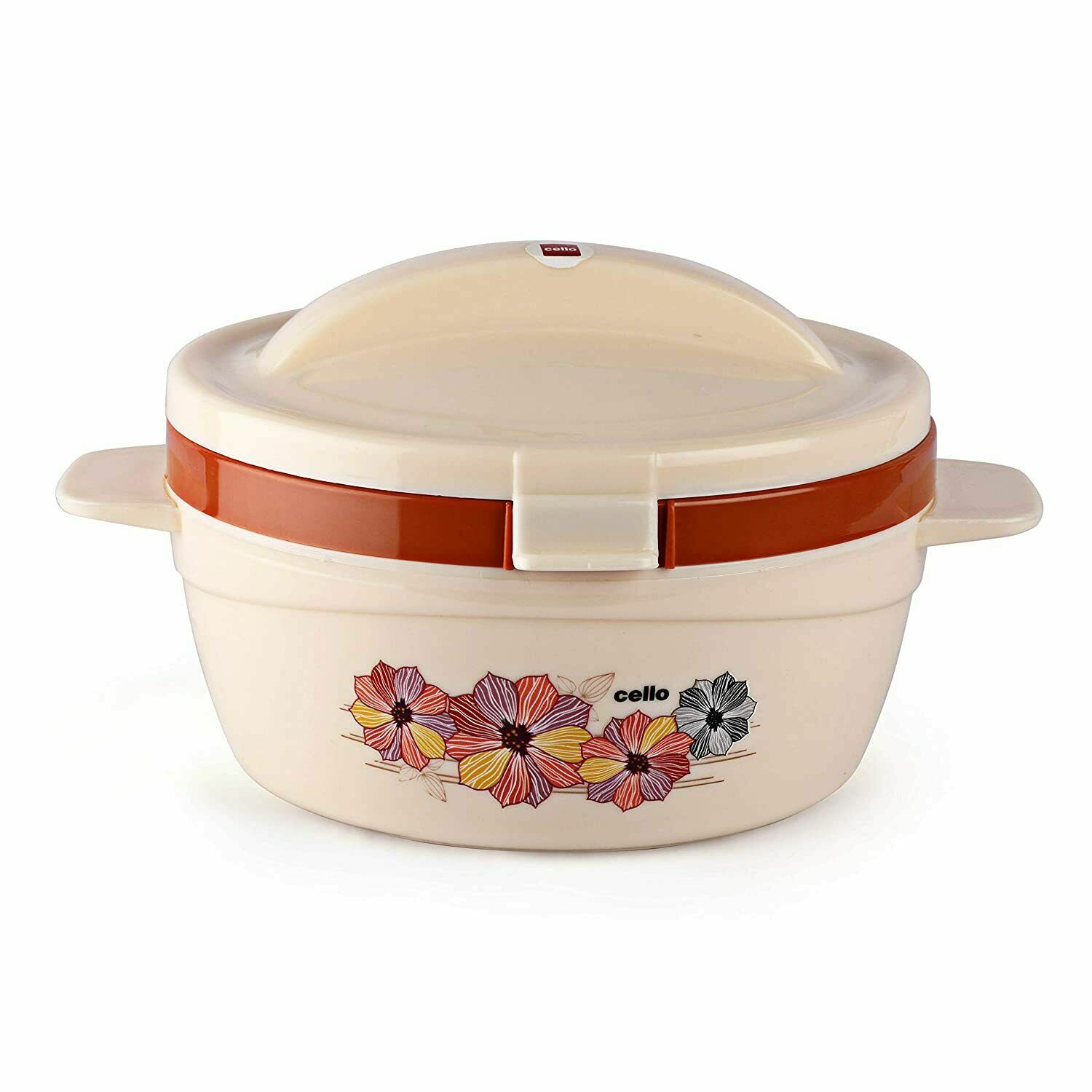 Top Plastic Casserole with Lid, 1.5 Liters, Ivory/Brown