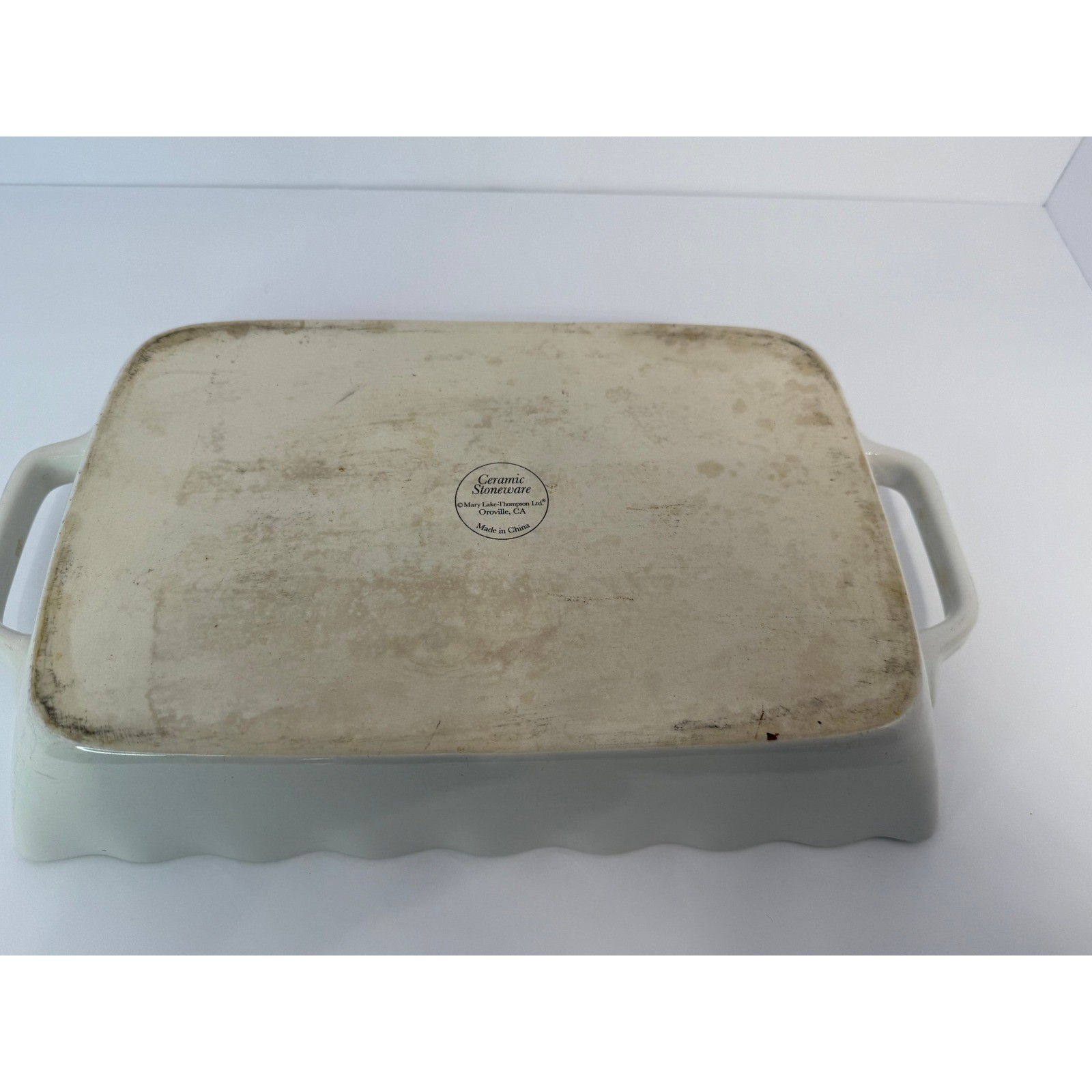 Mary Lake-Thompson Ceramic Stoneware Garden Wheelbarrow Scalloped Baking Dish