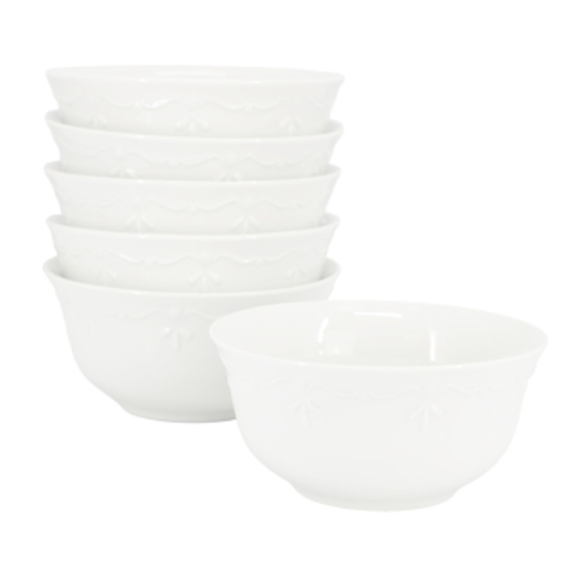 Elama Henryi 6 Piece 6.1 Inch Porcelain Bowl Set In White
