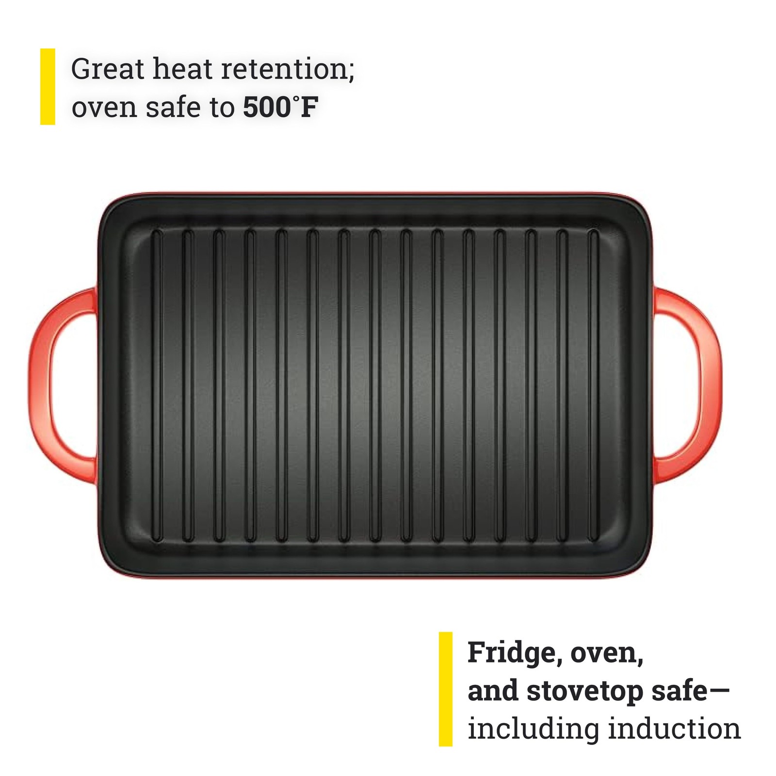 Lodge 12.5 X 8 Inch Enamel Cast Iron Grill Pan – – Use In The Oven On