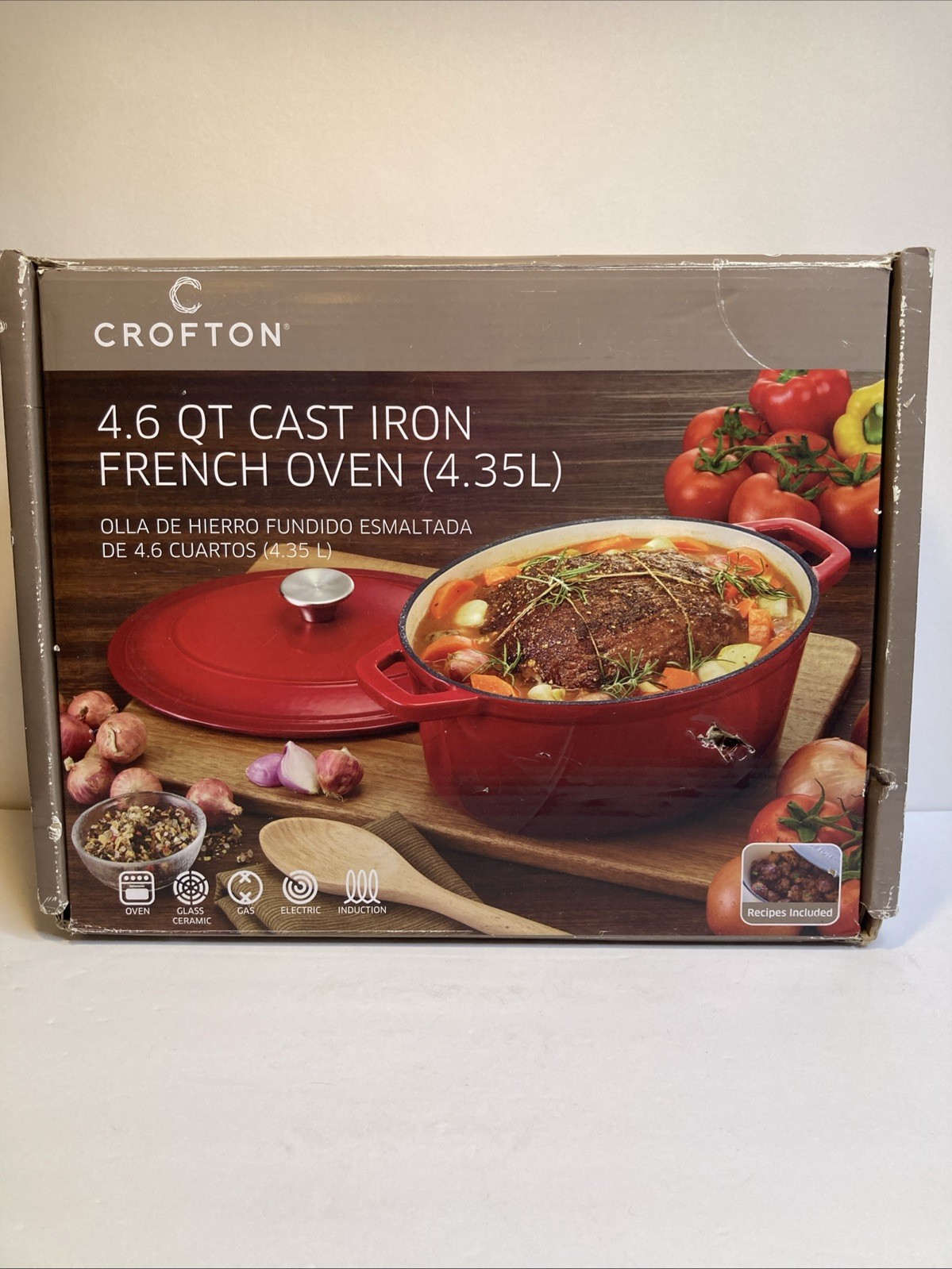 4.6Qt Crofton Cast Iron French Oven Red New In Box