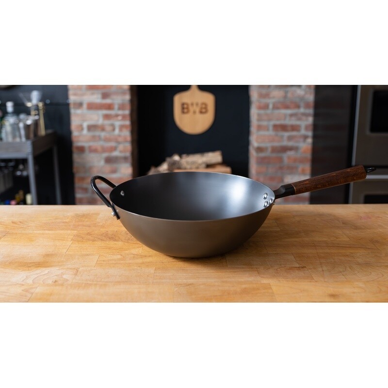 13 Inch Carbon Steel Wok Induction Safe Nonstick Rust Resistant Heavy Gauge New