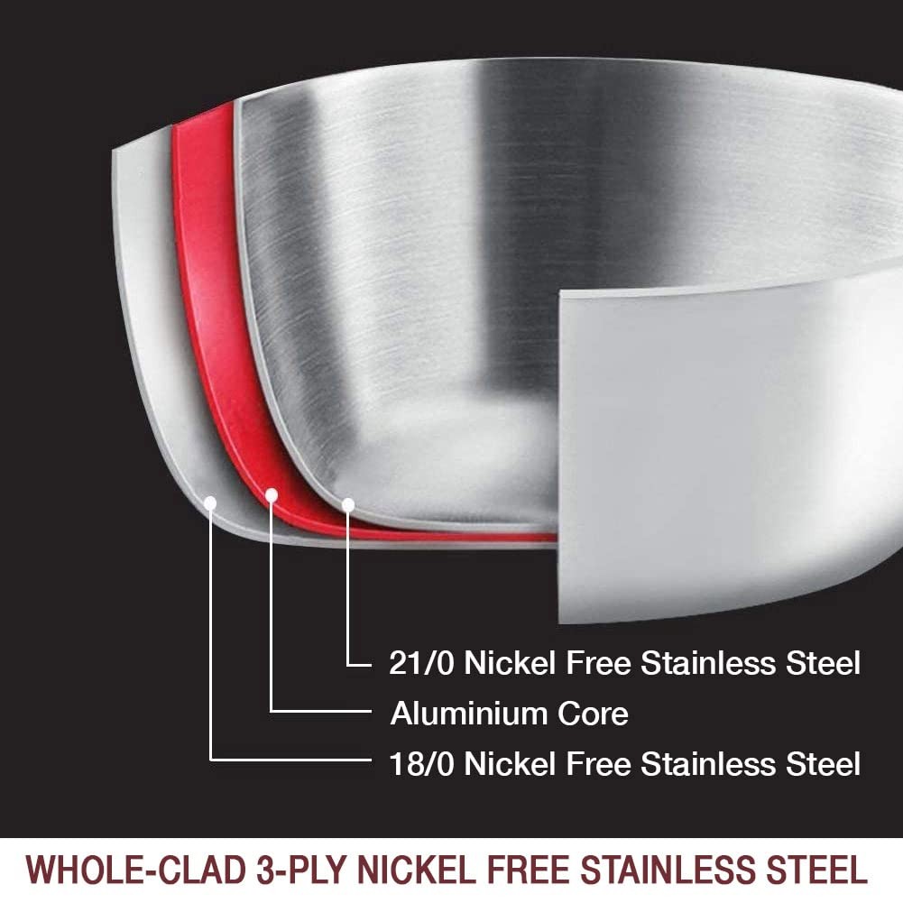 HOMICHEF 14-Piece Nickel Free Stainless Steel Cookware Set Whole-Clad 3-Ply –