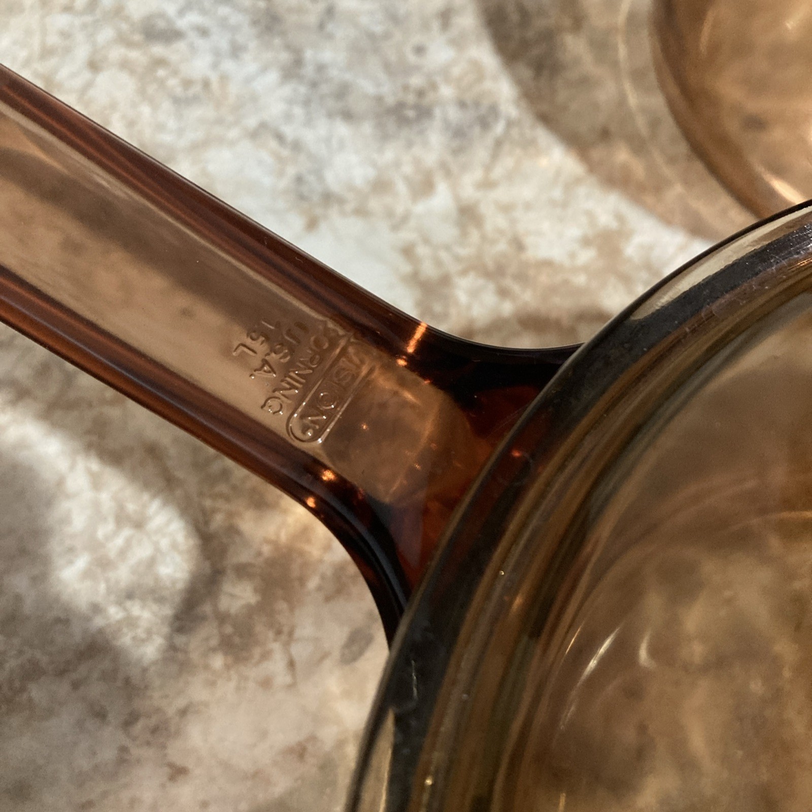 Corning Visions Amber Saucepans 8 PC Set 2.5L, 1.5L, 1L, 1L with Pyrex Lids VTG