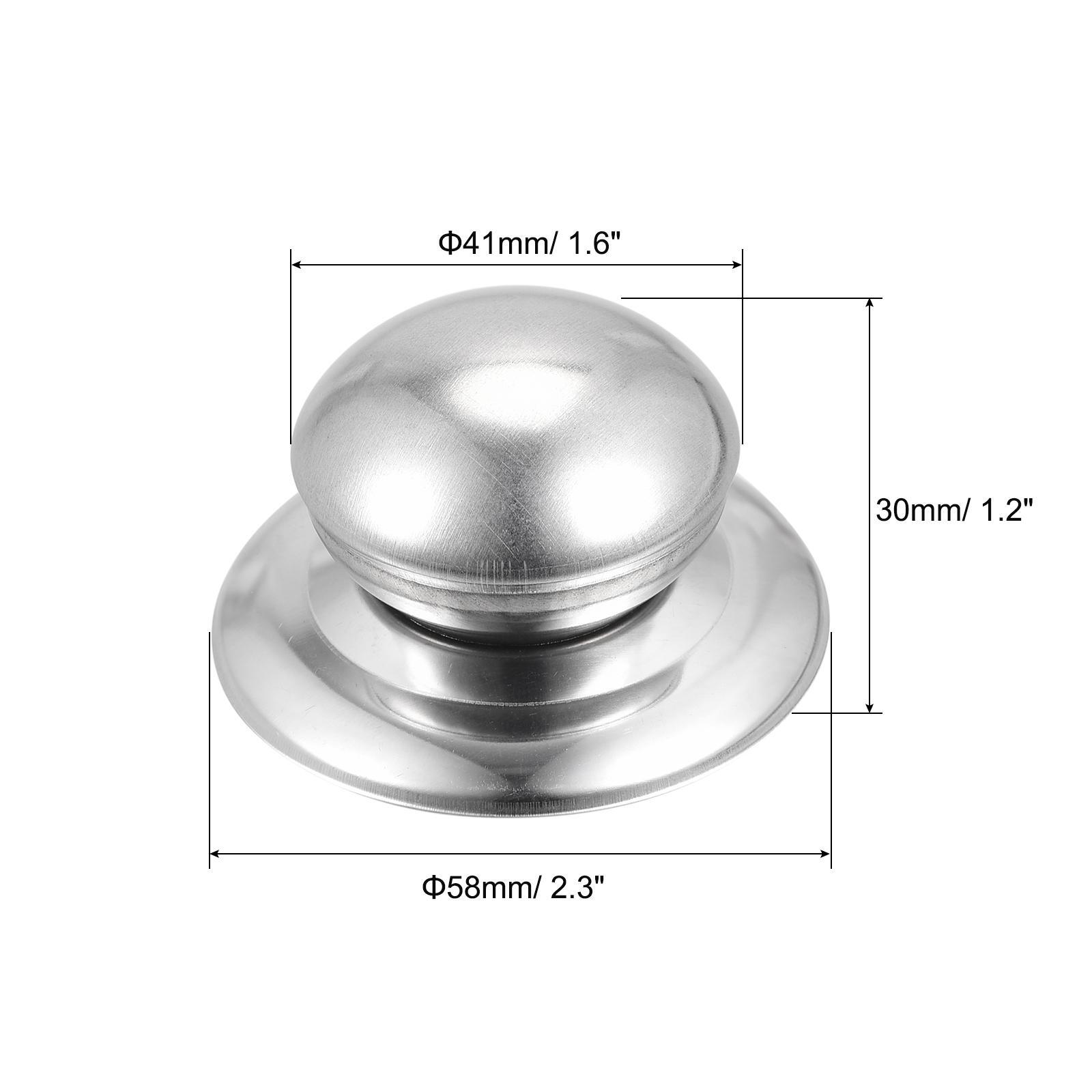 Universal Pot Lid Knob, Stainless Steel Replacement Knob 58x41x30mm, 2pcs