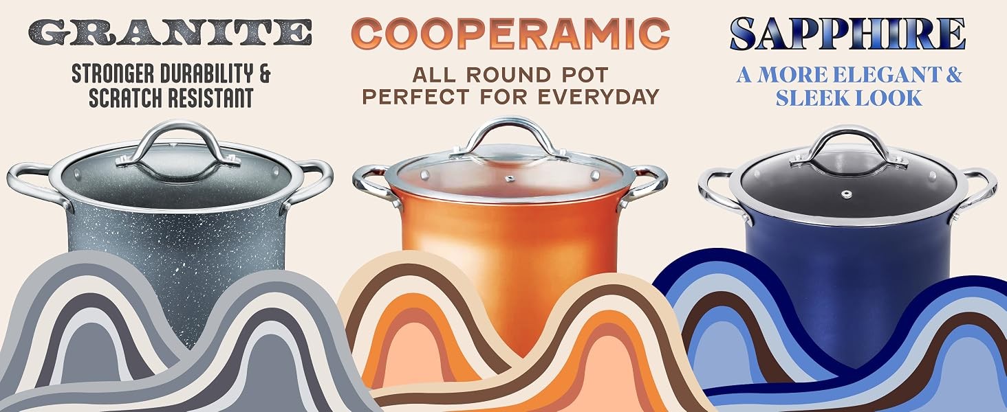 CONCORD 7 QT Copper Non Stick Stock Pot Casserole Coppe-Ramic Series Cookware
