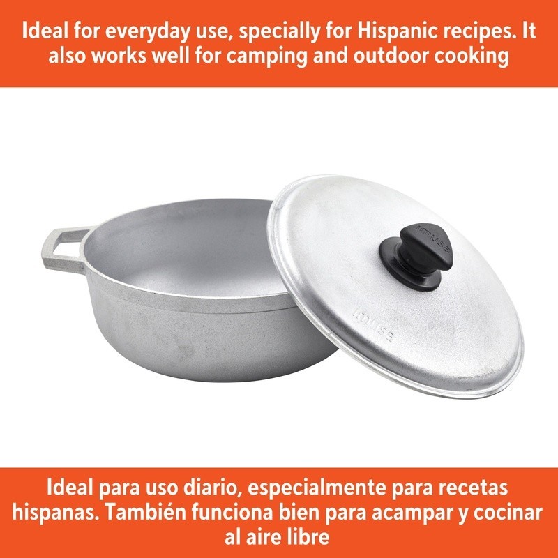 Durable Cast Aluminum 4.8Qt Basic Caldero Oven Safe Cooking Stews Soups Rice New